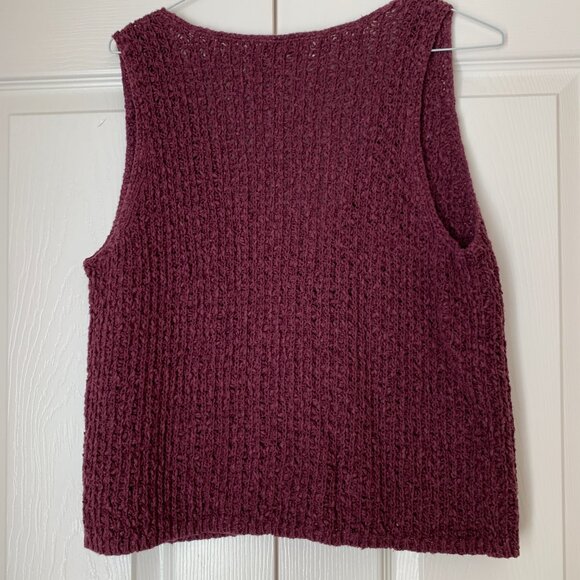 J. Jill Substantial Knit Cardigan Vest  Plum Mother of Pearl Buttons Sz L - Picture 7 of 8